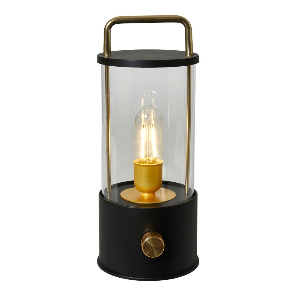 Lampe mit Griff und Messing-Drehknopf – wiederaufladbar