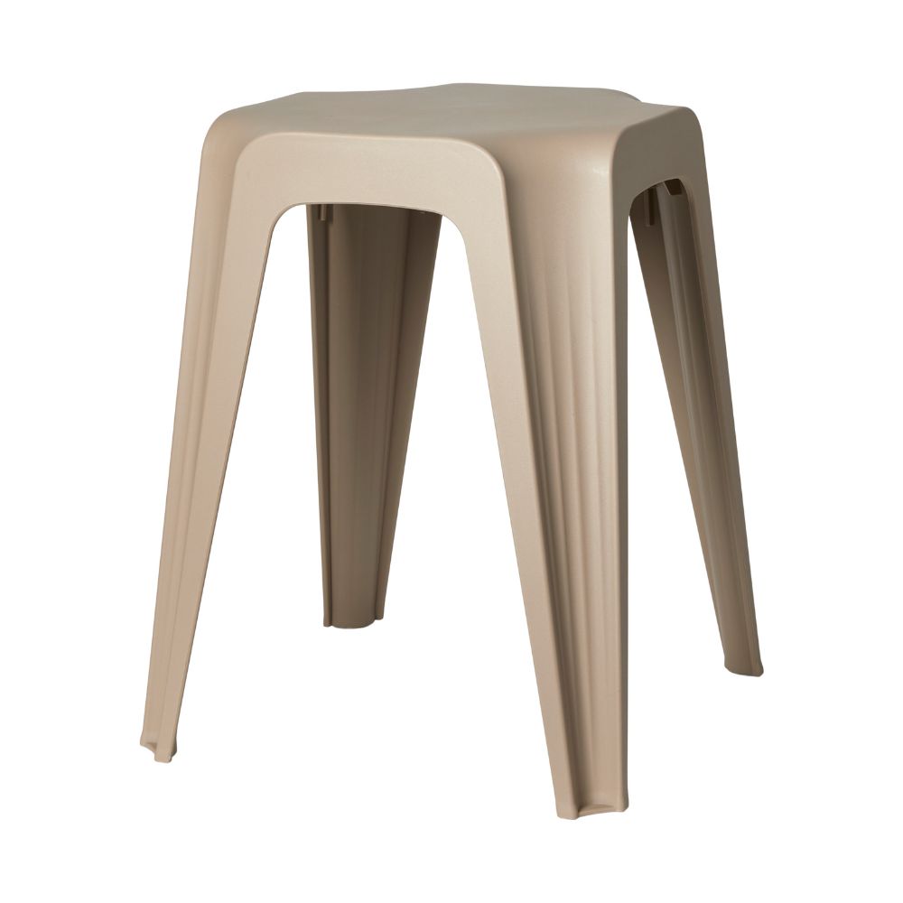 Hocker mit 4 Beinen, Ø 31,5 x 46 cm, Kunststoff, taupe