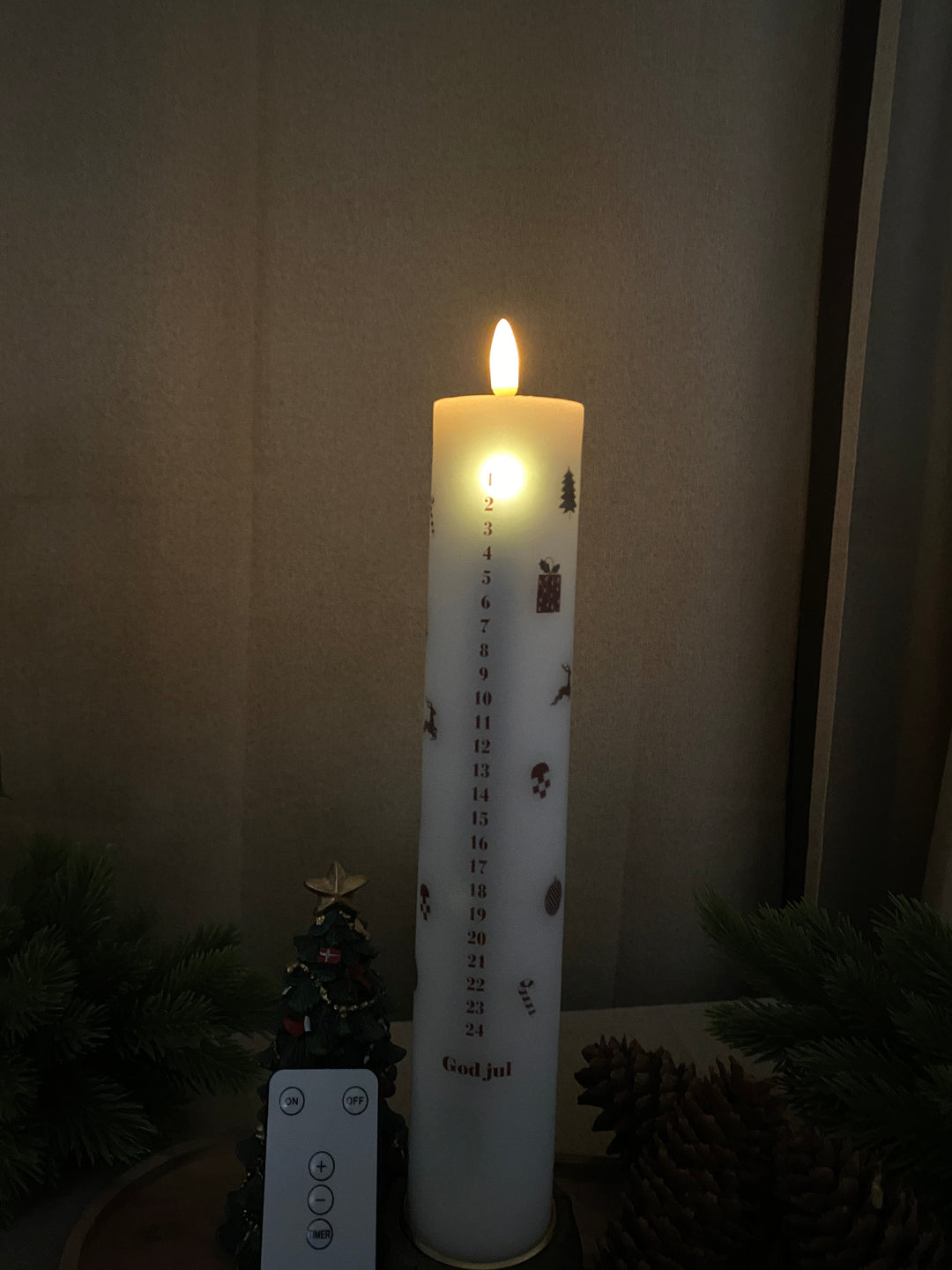 Led-kalenderverlichting met kerstslinger – met afstandsbediening