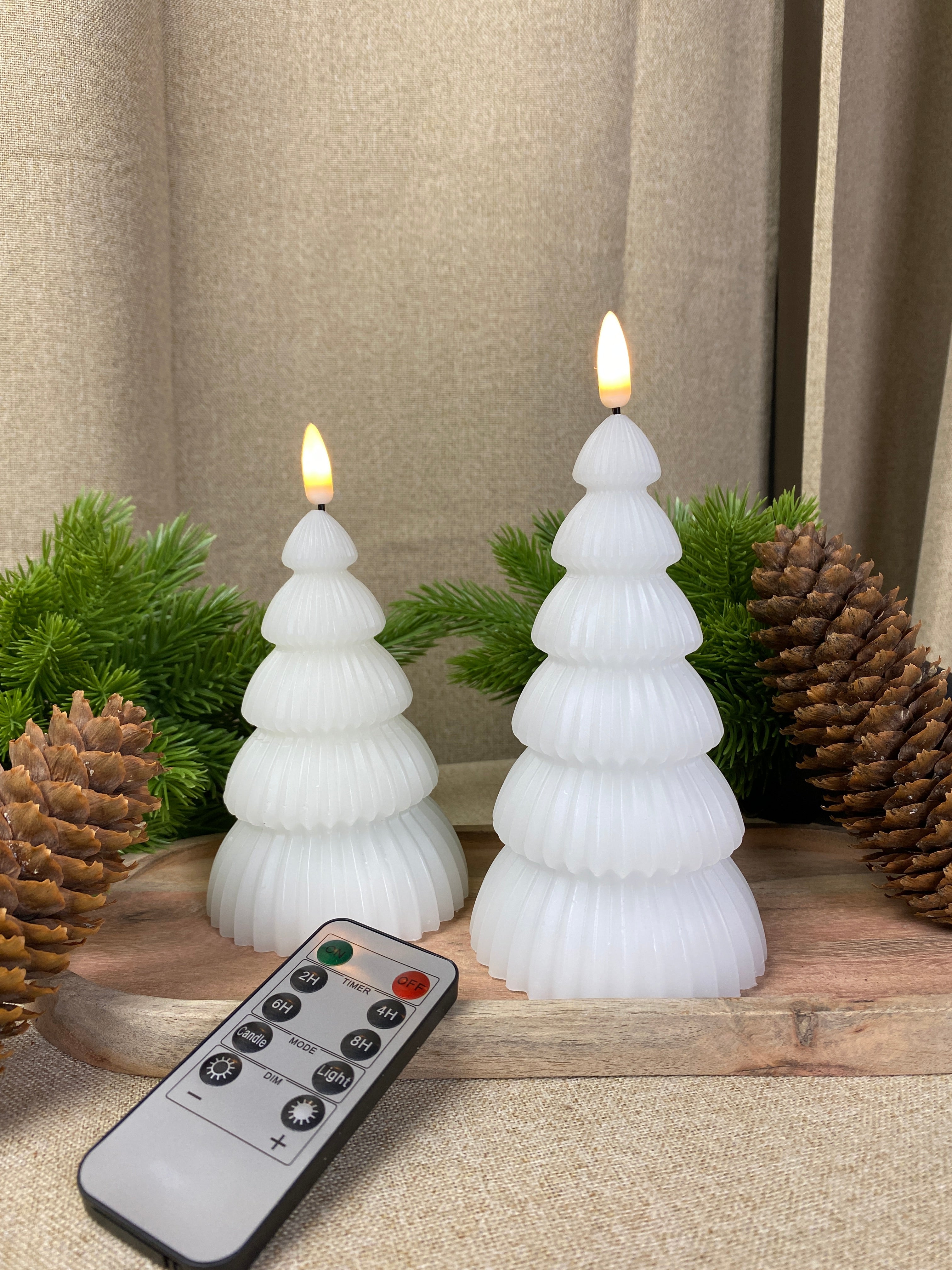 LED-Weihnachtsbaum, 2 Stück, weiß - mit Fernbedienung