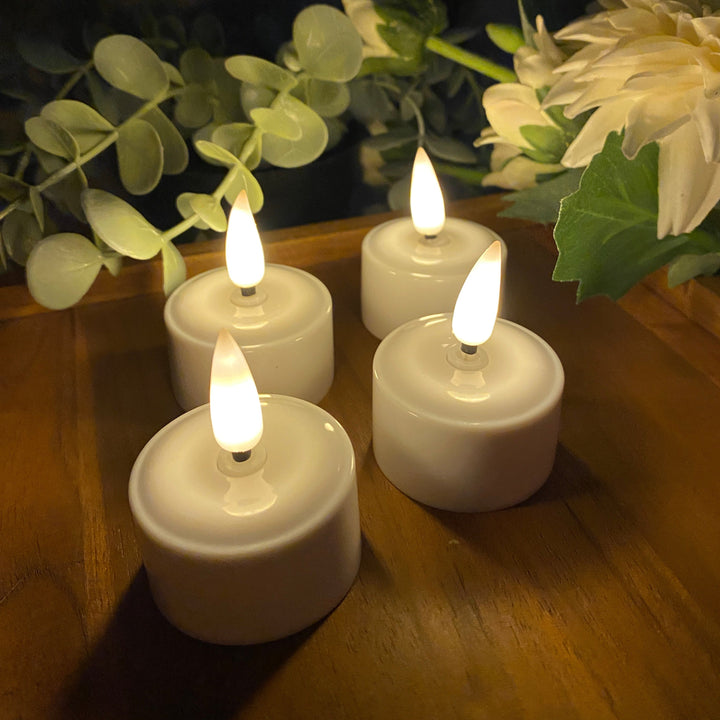 4 LED-Teelichter - wiederaufladbar (nur die Lichter, ohne Sockel)