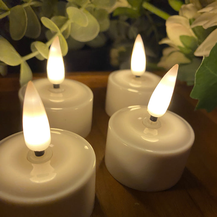 4 LED-Teelichter - wiederaufladbar (nur die Lichter, ohne Sockel)