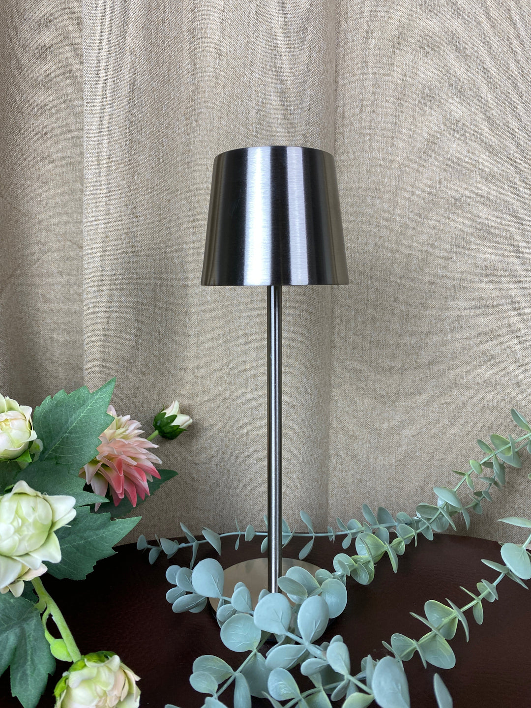 Tischleuchte mit Touch-Funktion in Silber, 27,5 cm