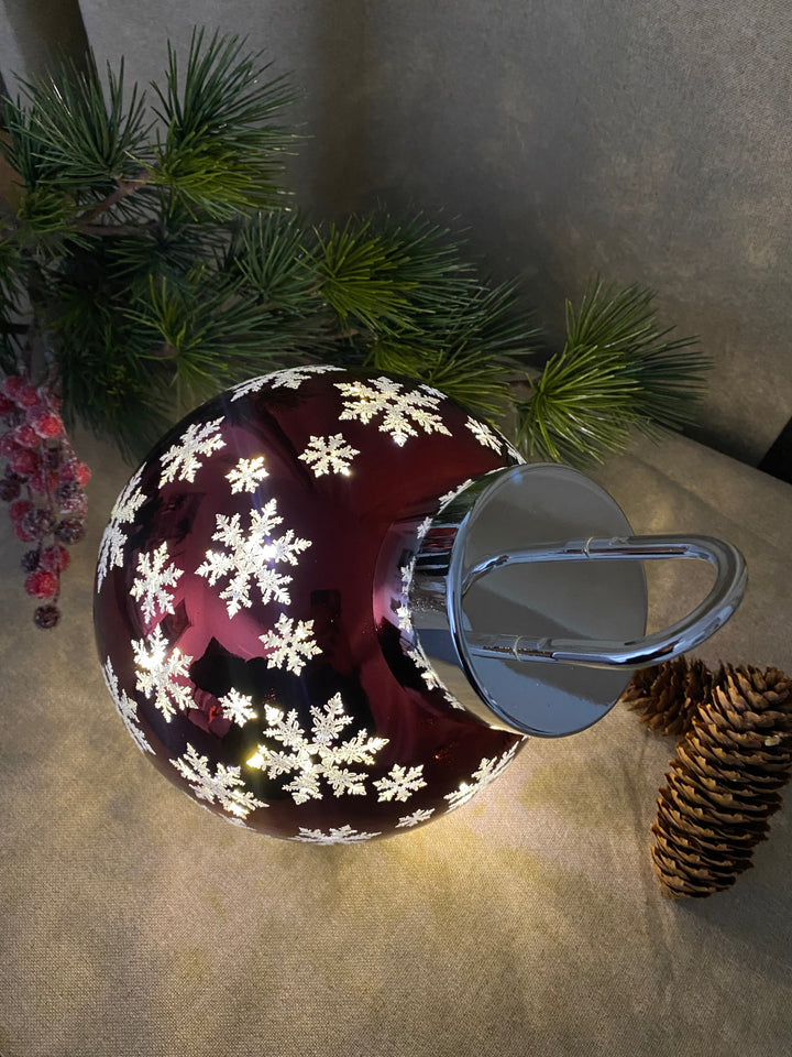 Weihnachtskugel mit LED und Schneeflocken, Ø 20 cm