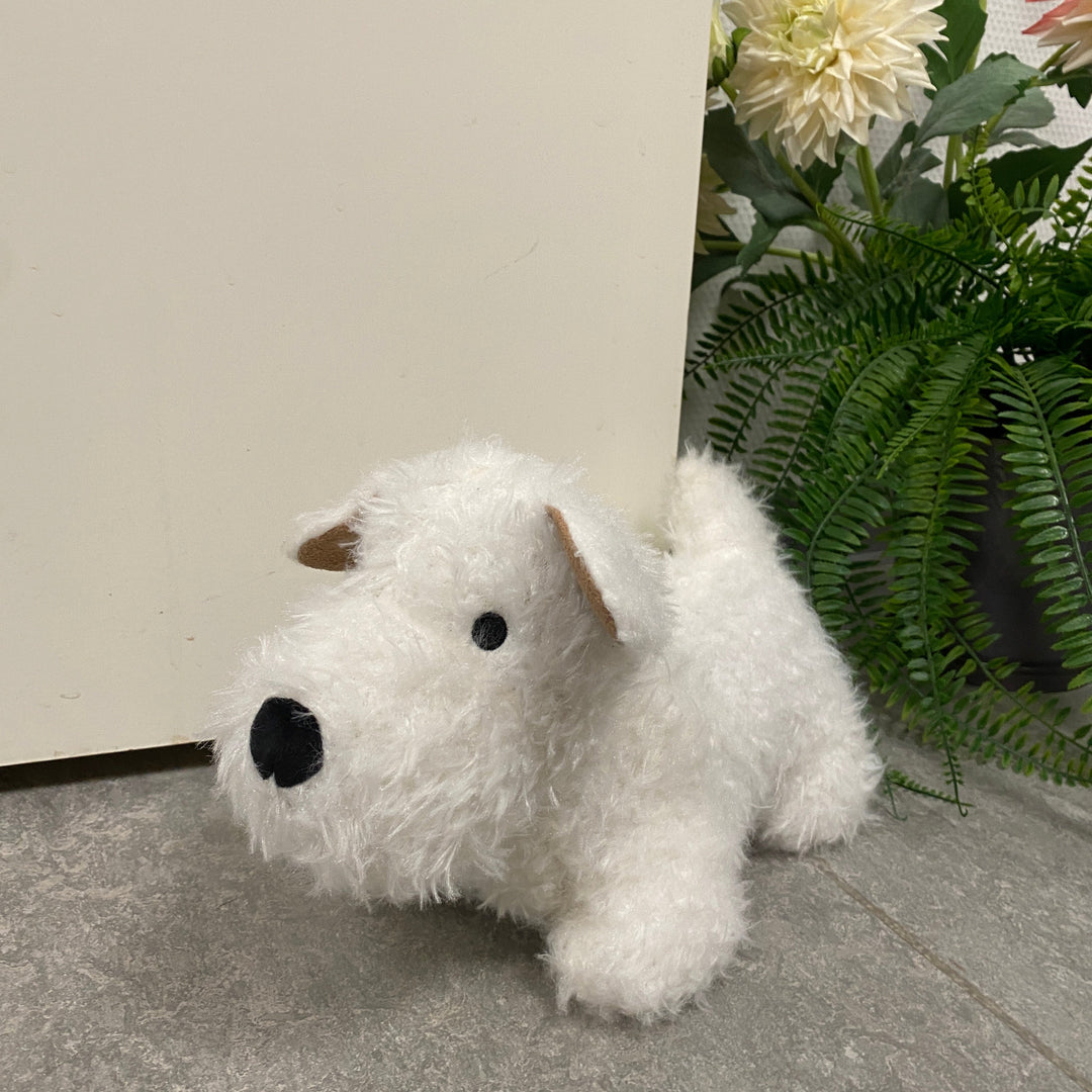 Plüschhund als Türstopper, 1 kg, weiß/beige