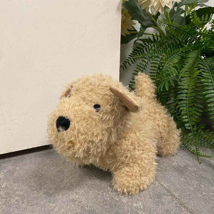 Plüschhund als Türstopper, 1 kg, weiß/beige