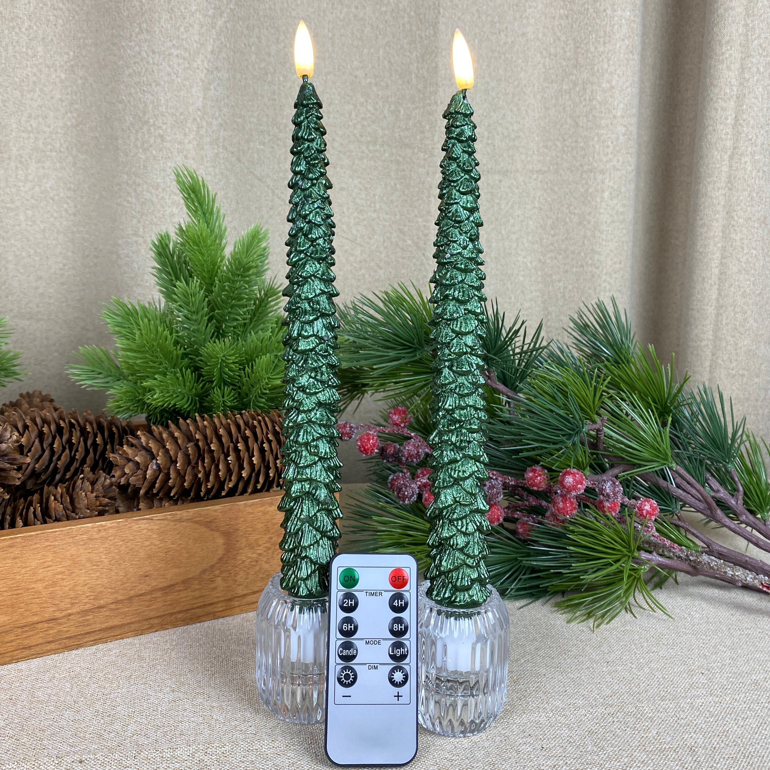 LED-Kerzenlichter - Weihnachtsbaum, 2 Stück, 25 cm, mit Fernbedienung