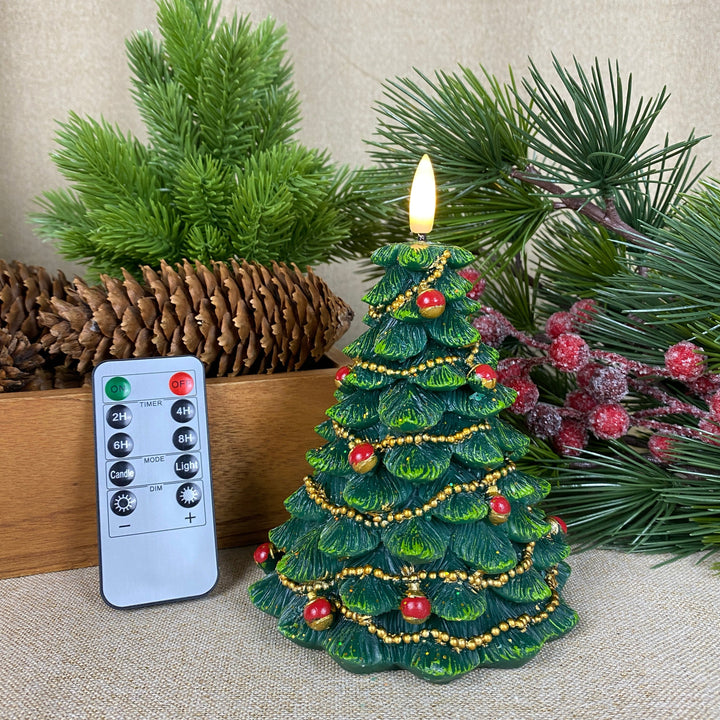LED-Weihnachtsbaum aus Wachskerzen, Höhe 14 cm - mit Fernbedienung