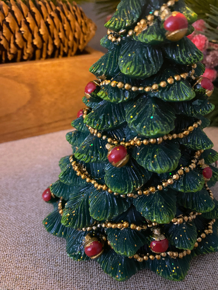 LED-Weihnachtsbaum aus Wachskerzen, Höhe 14 cm - mit Fernbedienung