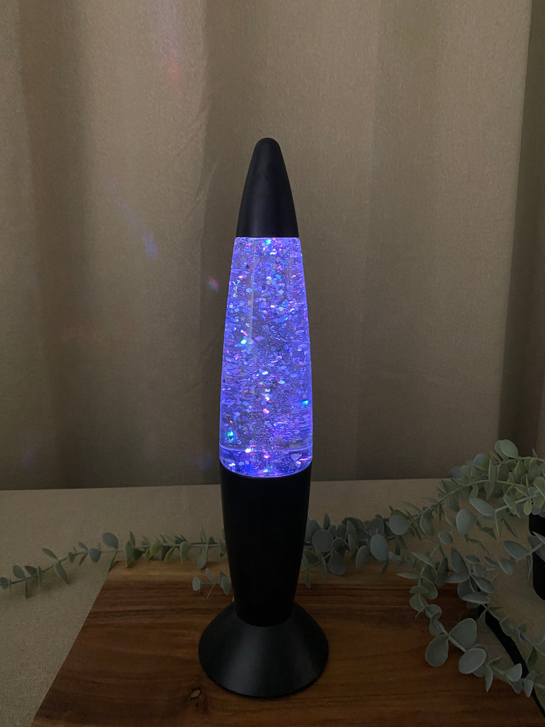 Glitzerlampe in Mattschwarz – 36 cm, batteriebetrieben