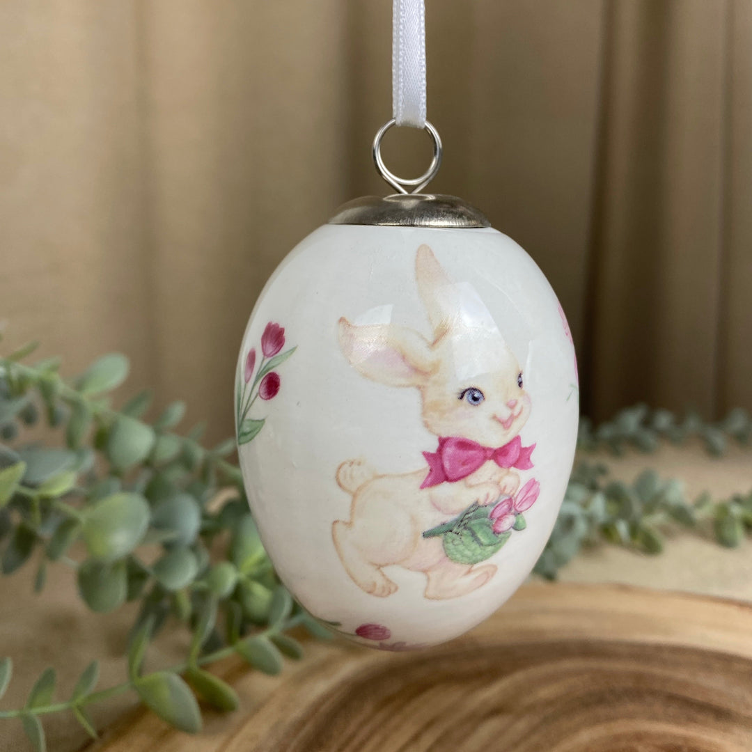 Dekorative Eier zum Aufhängen, 1 Stück – verschiedene Designs, Lamm/Kaninchen