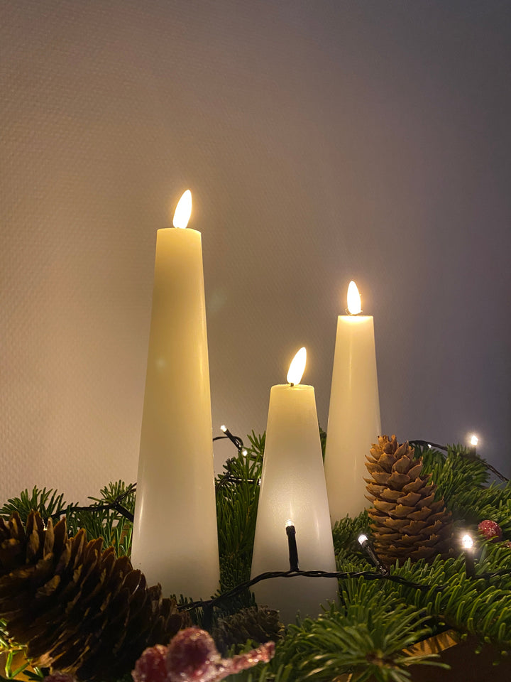 Conzept - LED-Kegelkerze mit 3D-Flamme und Fernbedienung - 3 Stück.