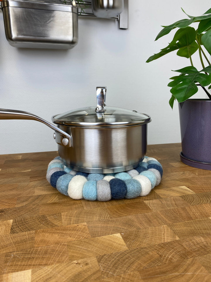 Wolluntersetzer – mehrfarbig blau – Ø 20 cm