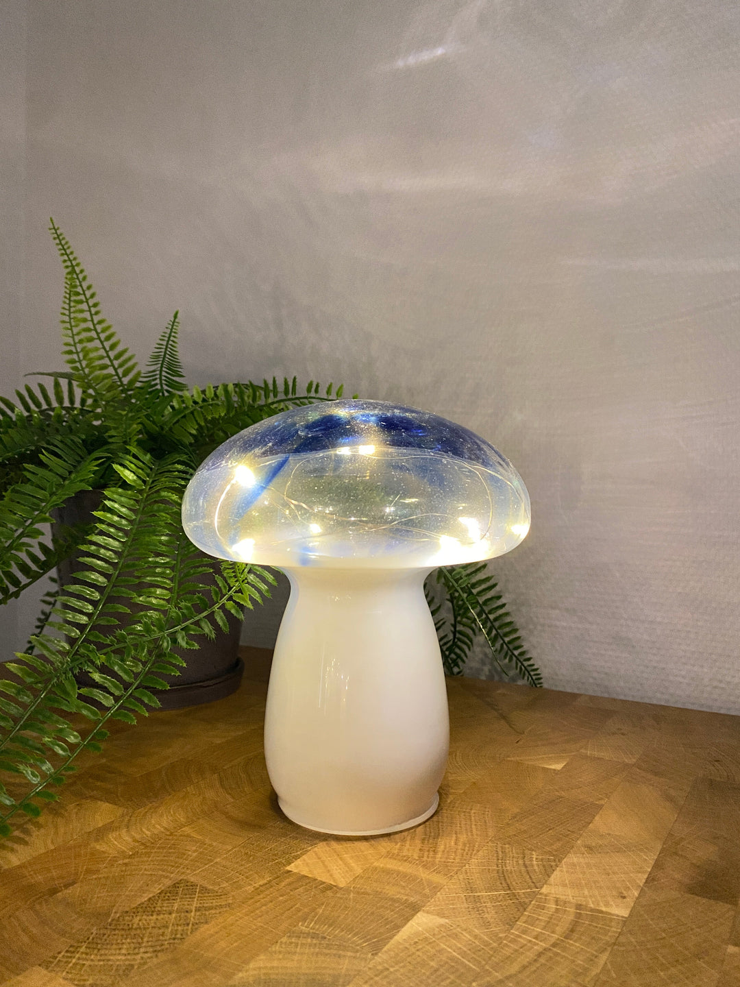 LED-Pilz - Glasbatterie 17 cm blau