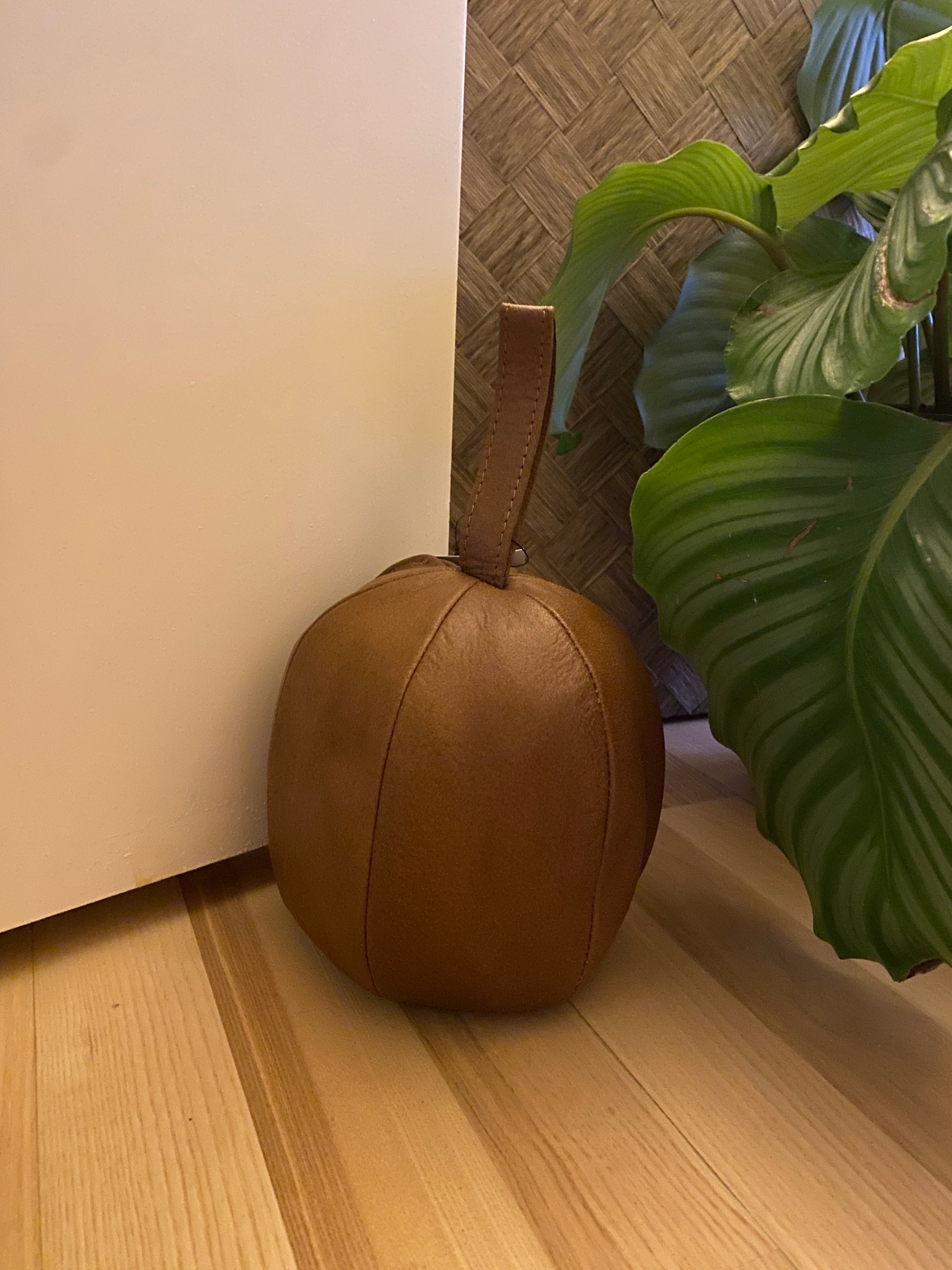 Türstopper mit Tragegurt Ø21 cm, Leder natur
