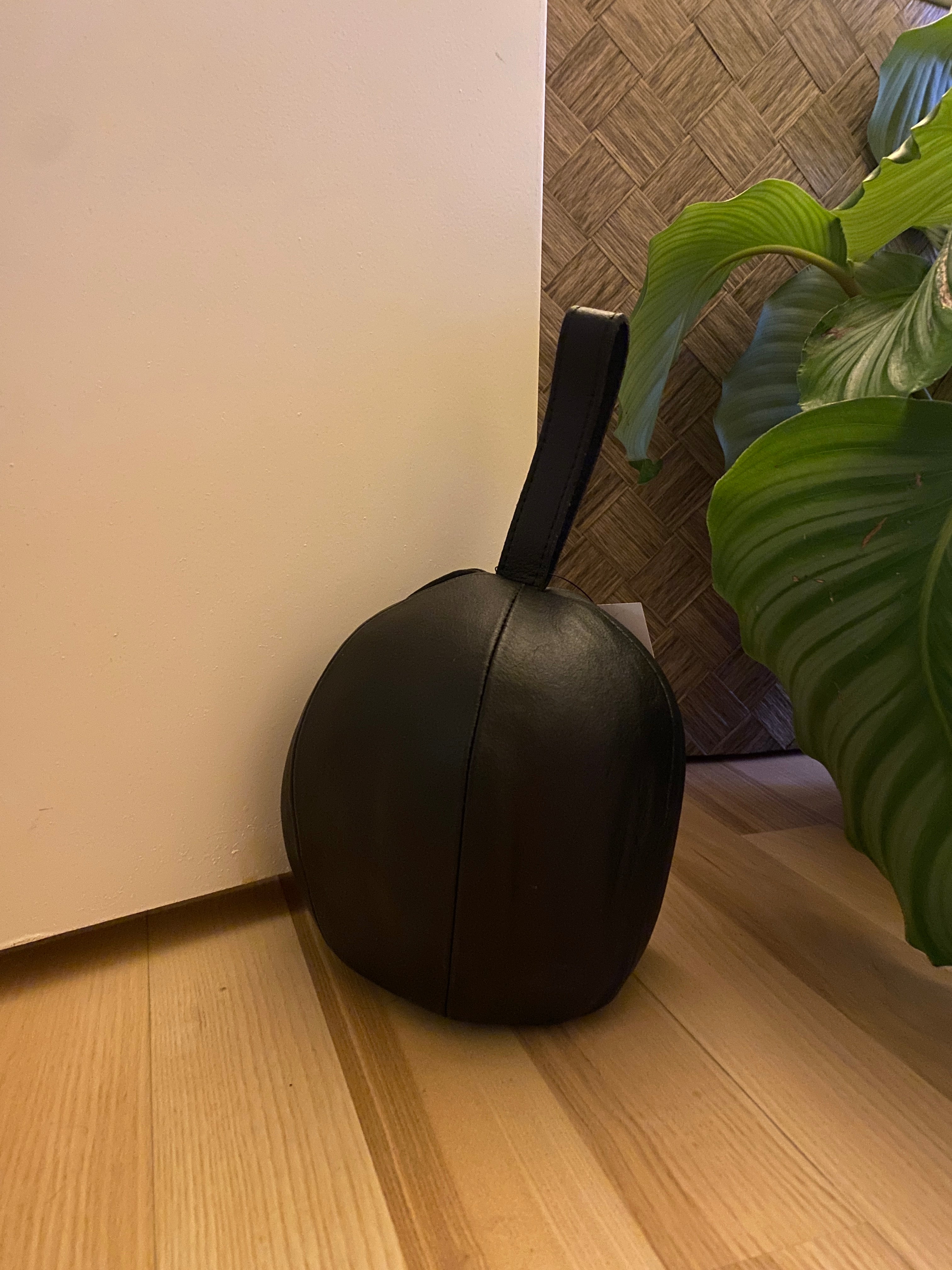 Türstopper mit Tragegurt, Ø 21 cm, Leder, schwarz