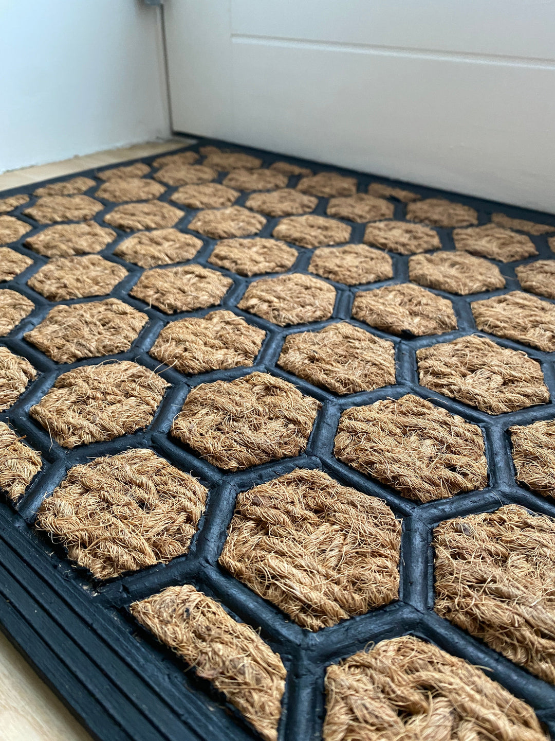 Fußmatte – Bienenkorb, 45 x 75 cm, Natur, mit Gummirückseite