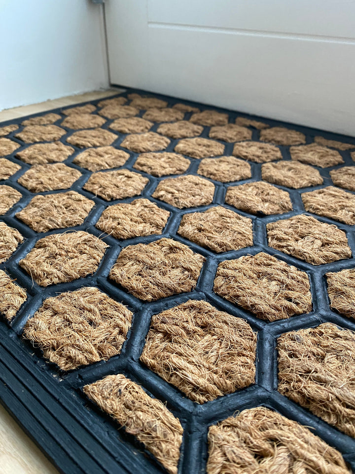Fußmatte – Bienenkorb, 45 x 75 cm, Natur, mit Gummirückseite