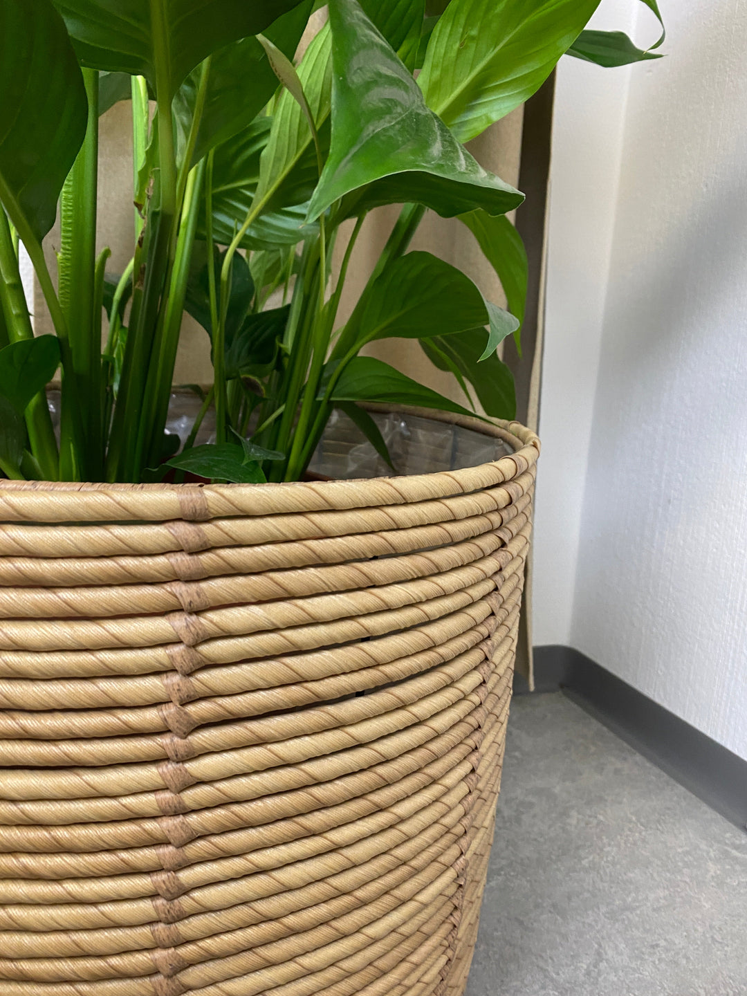 Korbset aus 3 runden Rattankörben in Naturfarbe