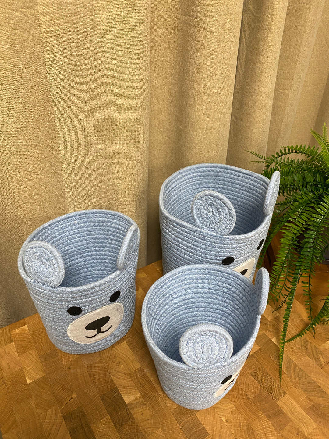 Korbset mit Henkeln - 3-teilig blau