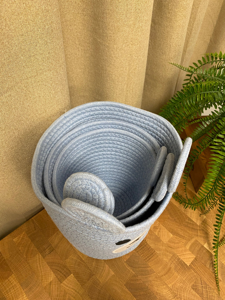 Korbset mit Henkeln - 3-teilig blau