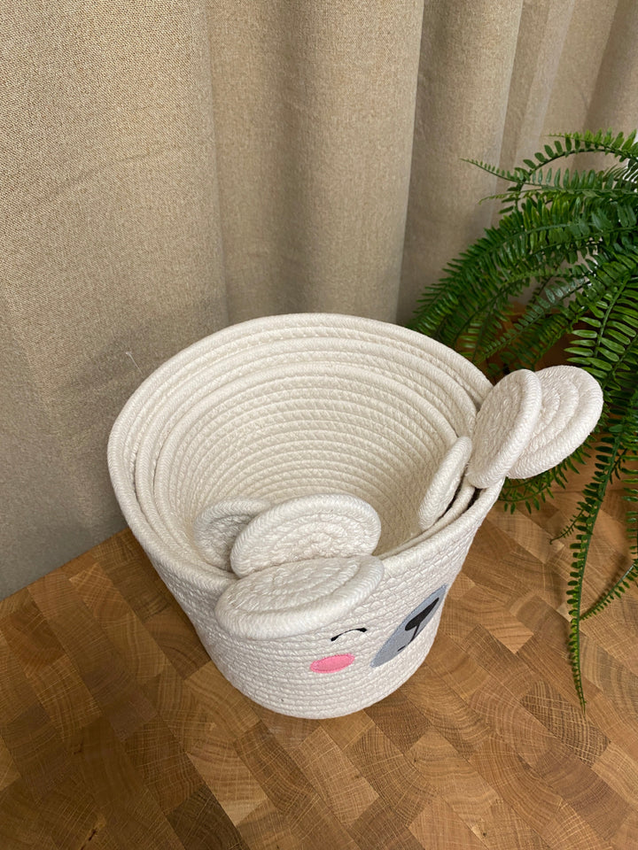 Korbset mit Henkeln – 3-teilig, weiß
