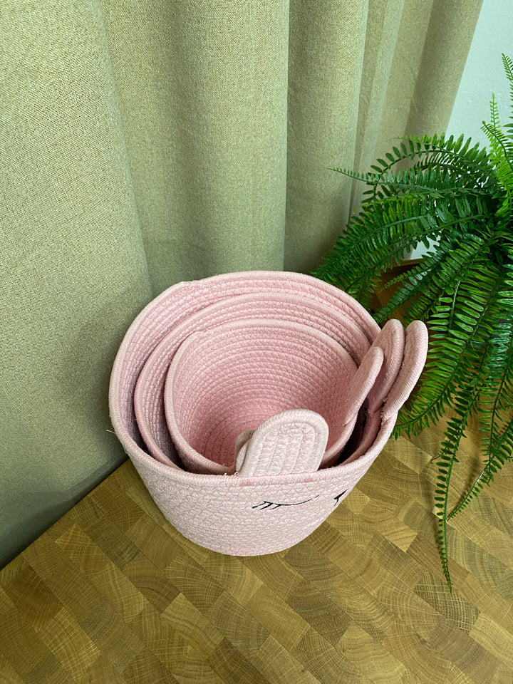 Korbset mit Henkeln – 3-teilig, rosa