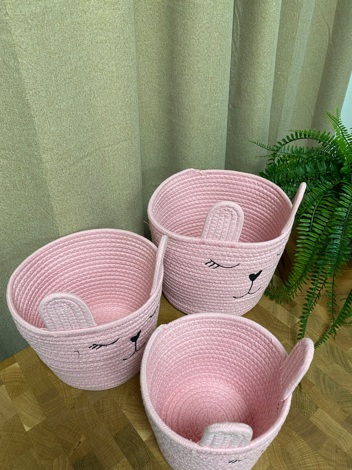 Korbset mit Henkeln – 3-teilig, rosa