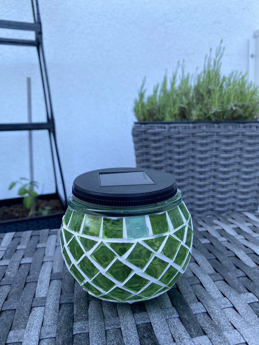 Solar-Tischleuchte Mosaik Ø10xH9 cm grün