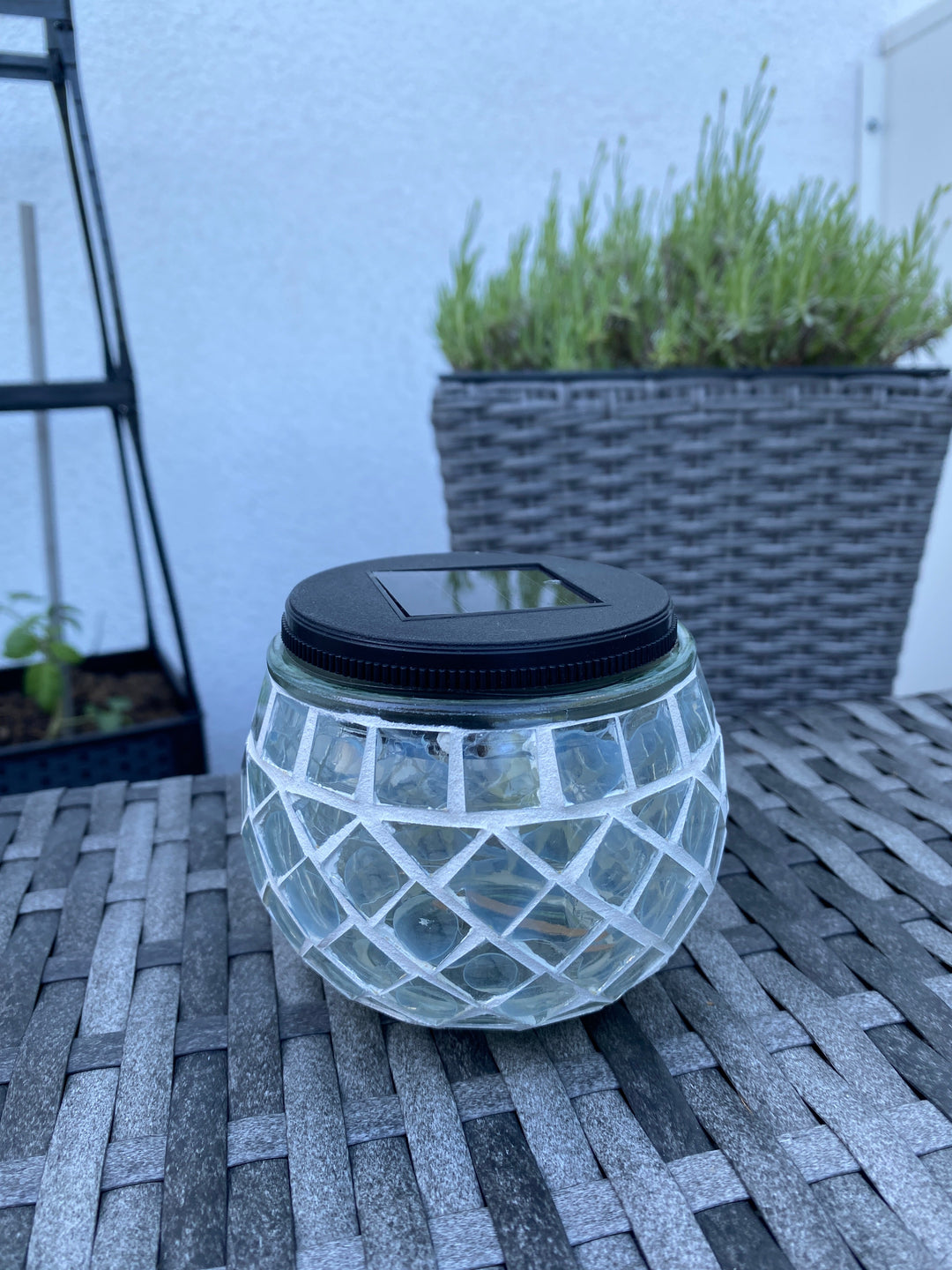 Solar-Tischleuchte Mosaik Ø10xH9 cm klar