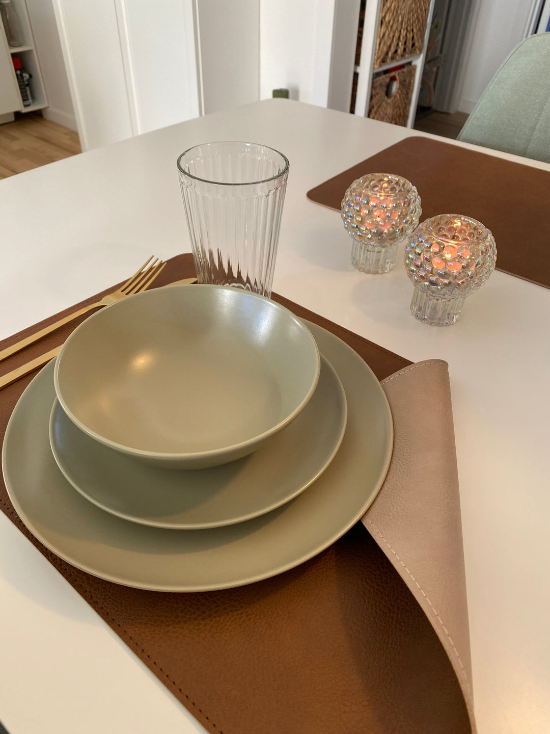 Wendbares Platzset - PU 30x45 cm Tabak/Sand