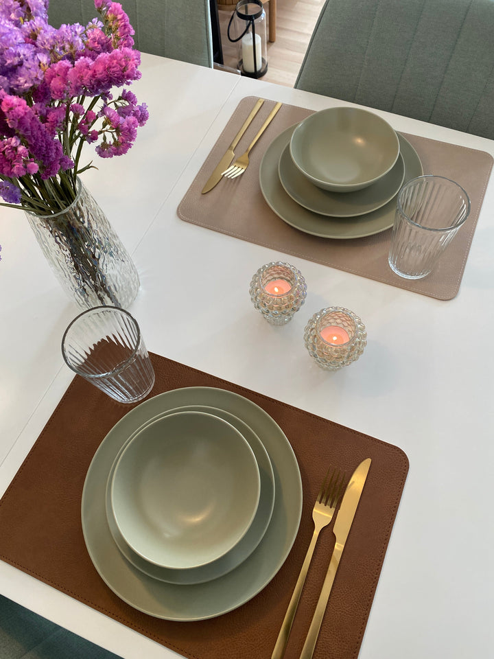 Wendbares Platzset - PU 30x45 cm Tabak/Sand