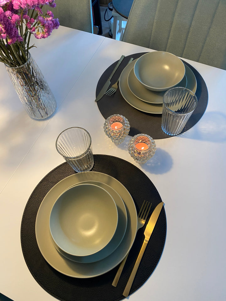 Wendbares Platzset - PU Ø38cm schwarz/grau