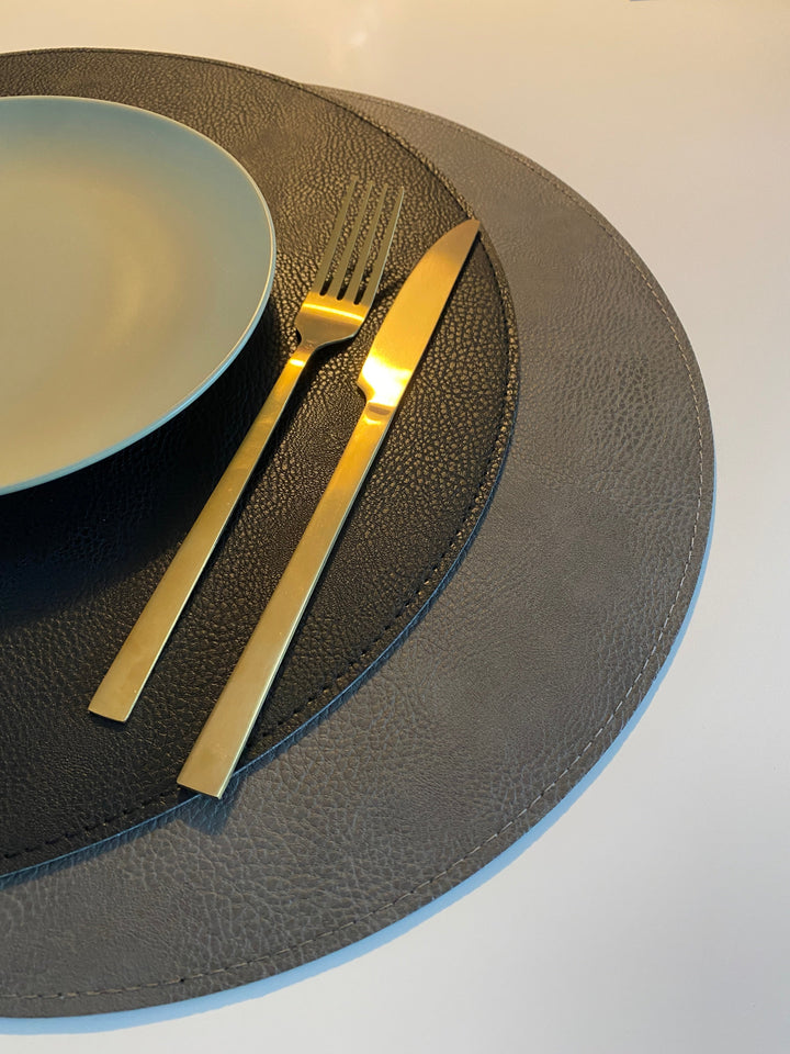 Wendbares Platzset - PU Ø38cm schwarz/grau