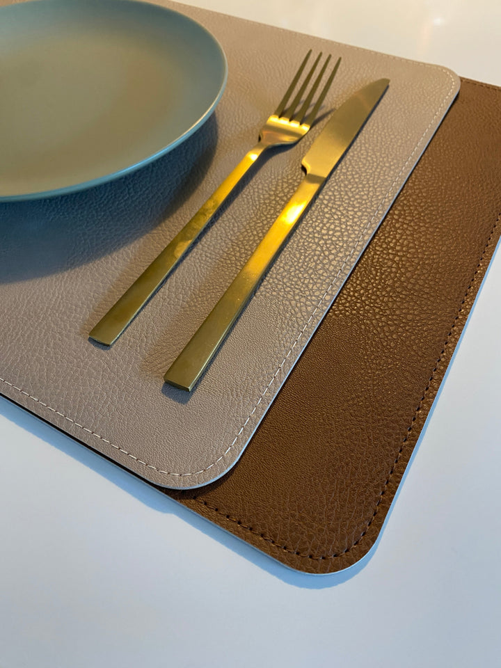 Wendbares Platzset - PU 30x45 cm Tabak/Sand