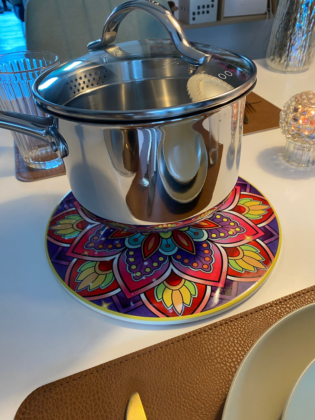 Keramikuntersetzer mit Korkboden, Ø 25 cm – Eselmotiv