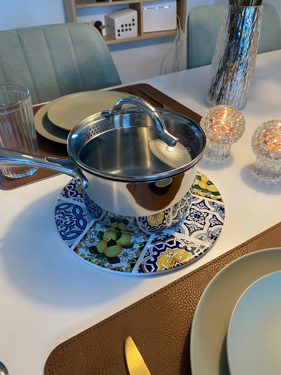 Keramikuntersetzer mit Korkboden, Ø 25 cm – Eselmotiv