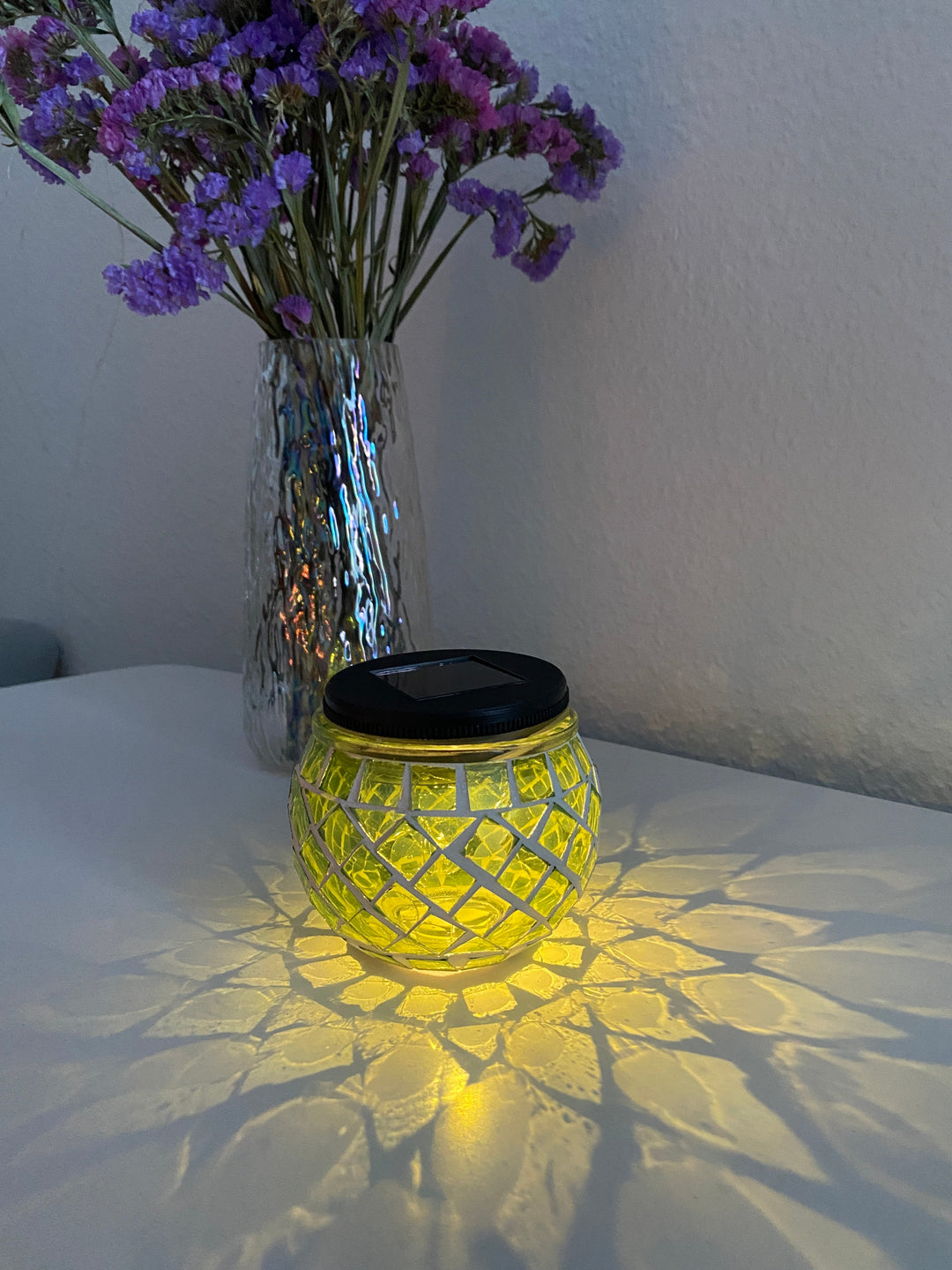 Solar-Tischleuchte Mosaik Ø10xH9 cm grün