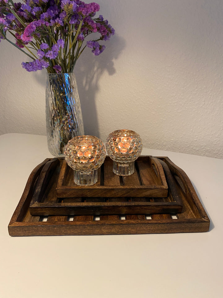 Tablettset, 3-teilig, dunkelbraunes Holz