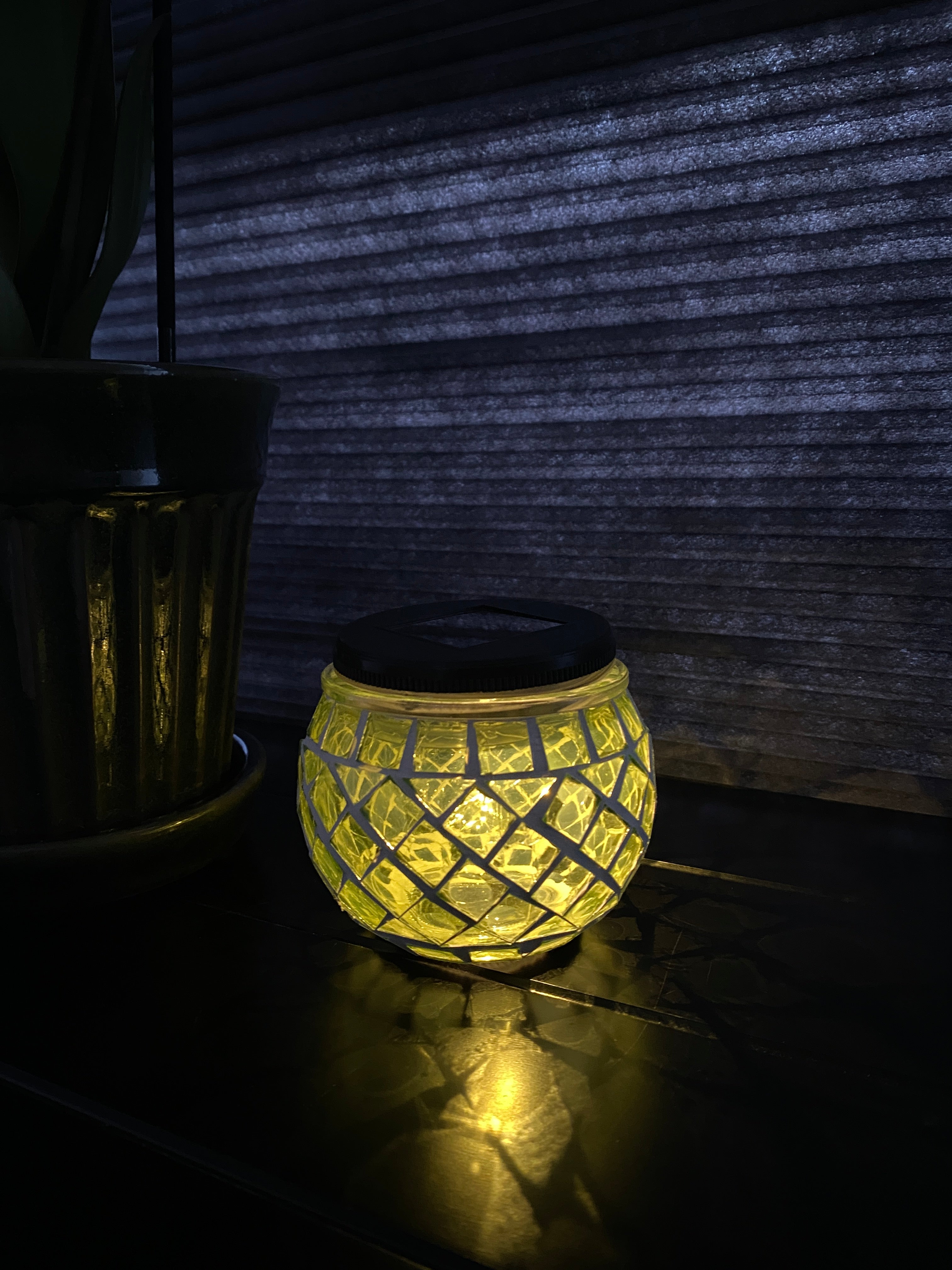 Solar-Tischleuchte Mosaik Ø10xH9 cm grün