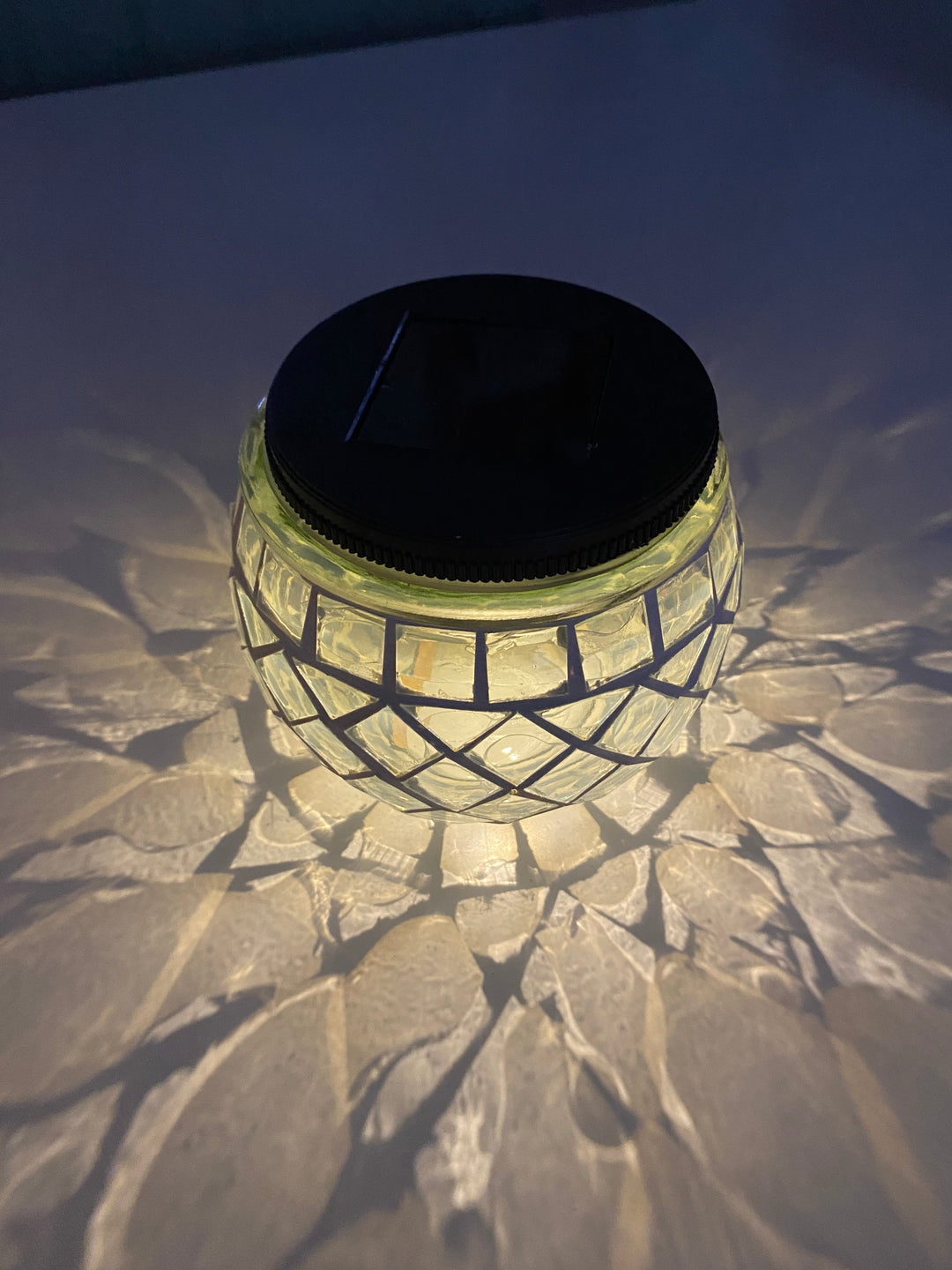 Solar-Tischleuchte Mosaik Ø10xH9 cm klar