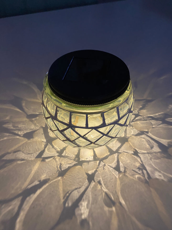 Solar-Tischleuchte Mosaik Ø10xH9 cm klar