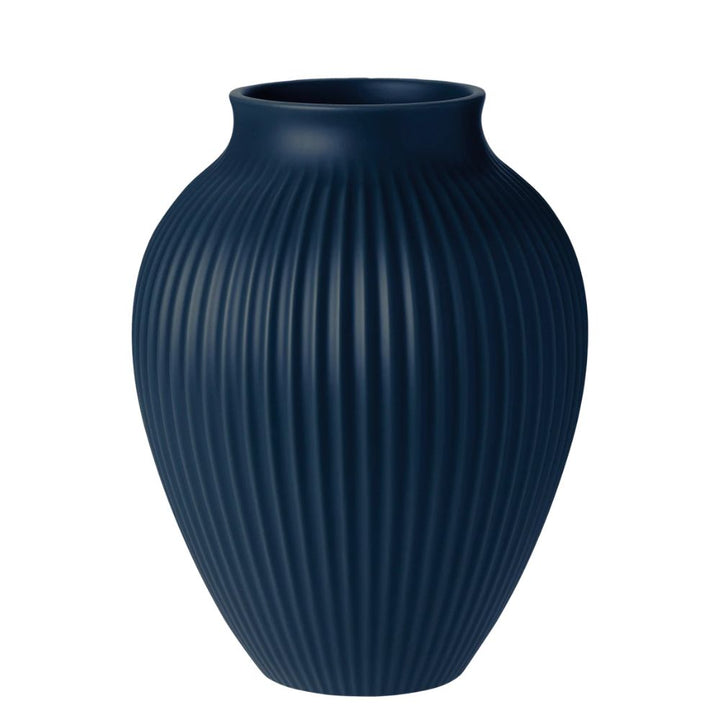 Knabstrup - Vase 27 cm ripple matt dunkelblau