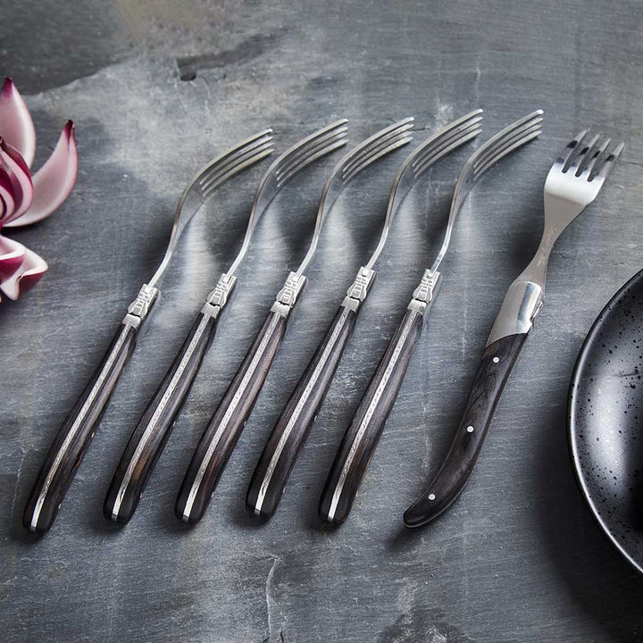 Laguiole von Haws – Steakgabeln, 6 Stück – Schwarzes Ebenholz