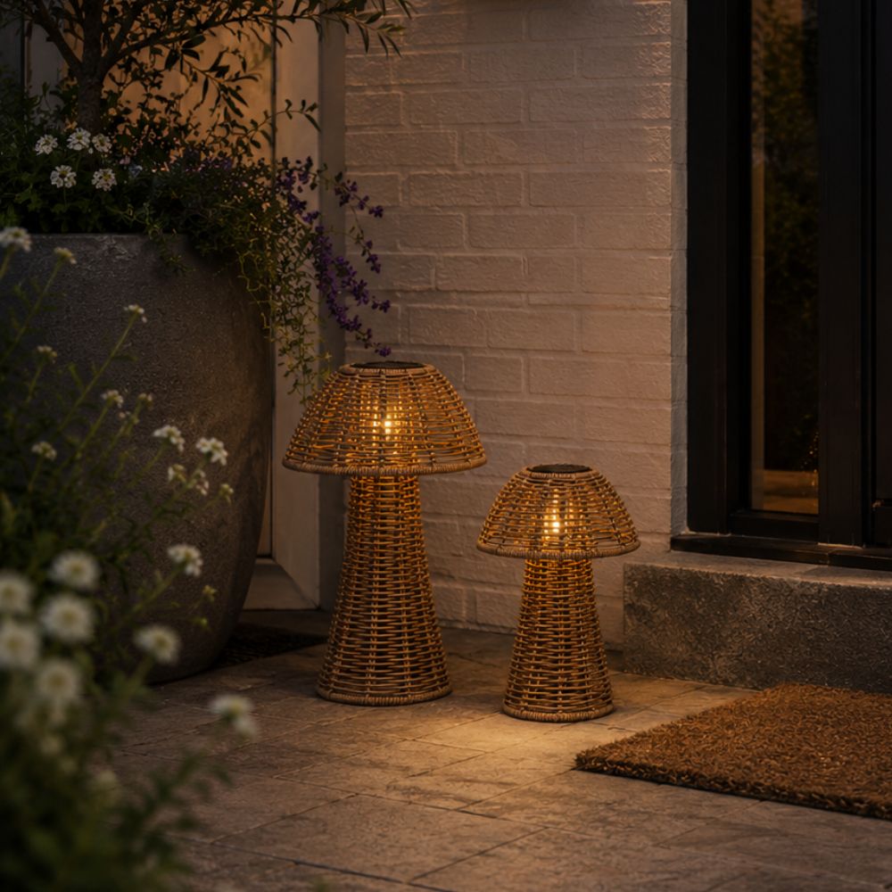 Solar lanterner 2 stk. mushroom - natur