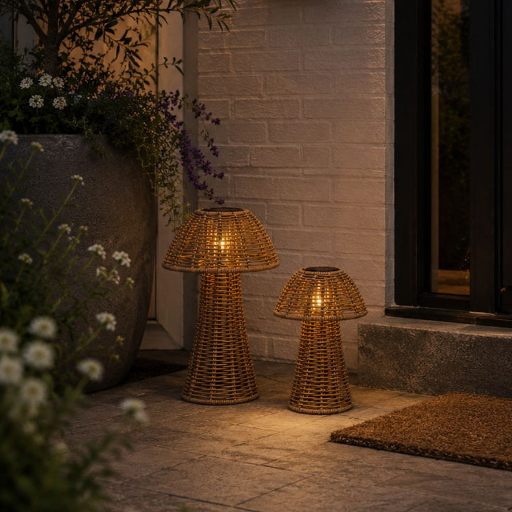 Solar lanterner 2 stk. mushroom - natur