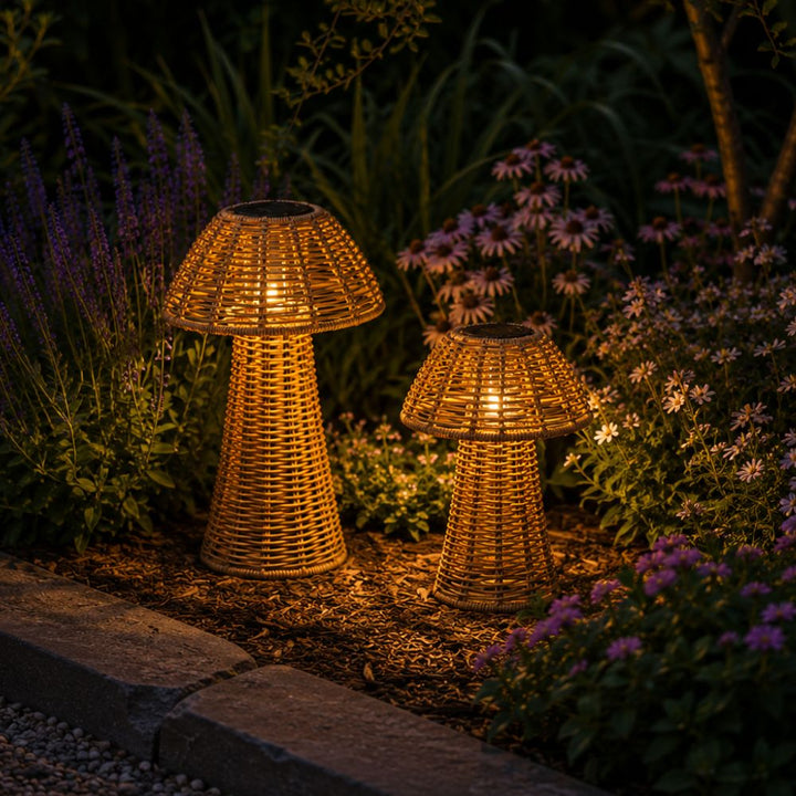 Solar lanterner 2 stk. mushroom - natur