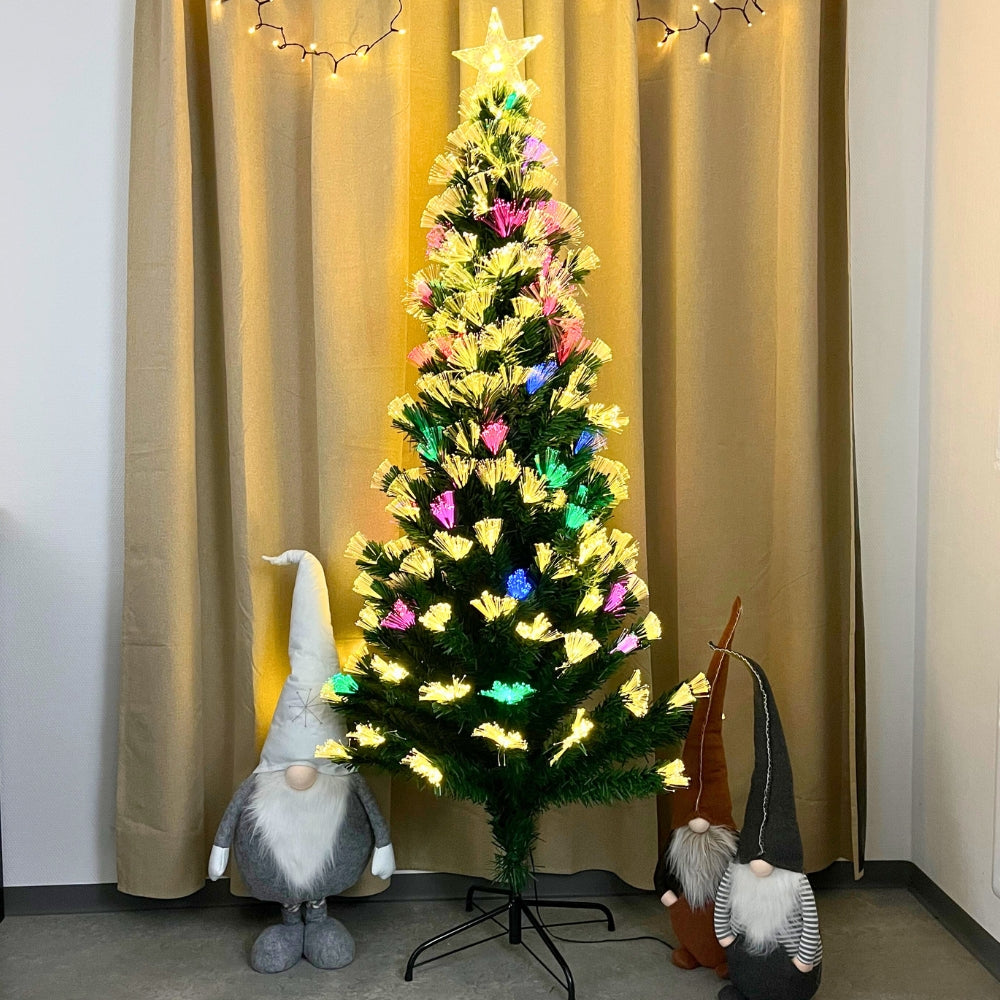 Weihnachtsbaum aus Fiberglas – H 180 cm, 224 mehrfarbige LEDs, IP44, grün