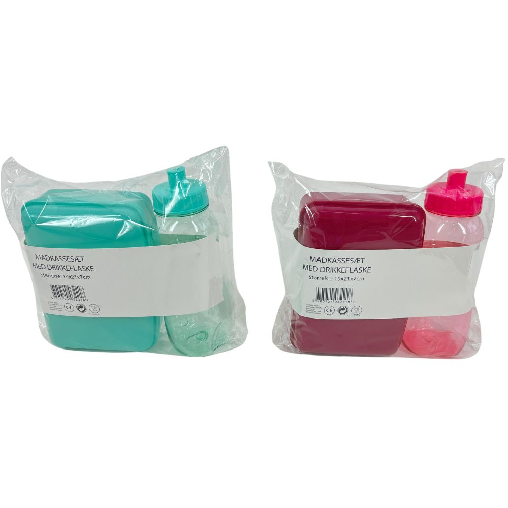 Lunchbox-Set mit Trinkflasche, 19 x 21 x 7 cm, verschiedene Farben