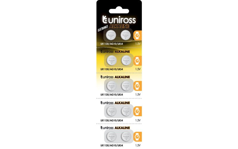 Uniross Alkaline LR1130 AG10 LR54 1,5 V – 10 stuks